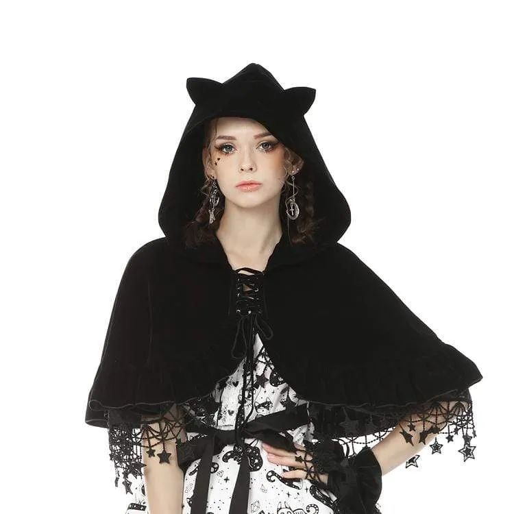 Frauen Lolita Cat Ears Cape mit Stern Quasten