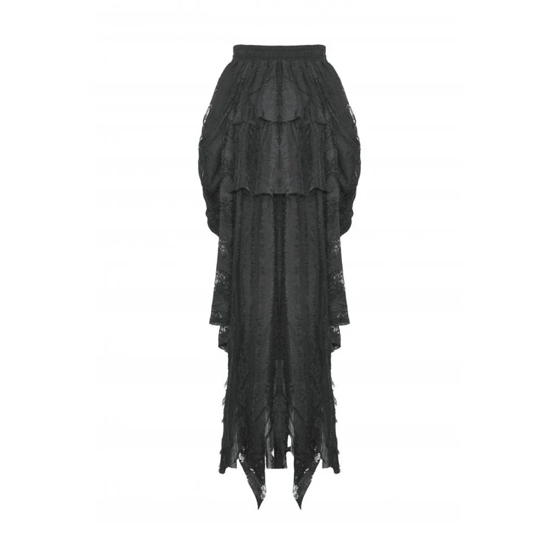 Mehrschichtiger, unbesäumter High-Low-Rock für Damen im Gothic-Stil