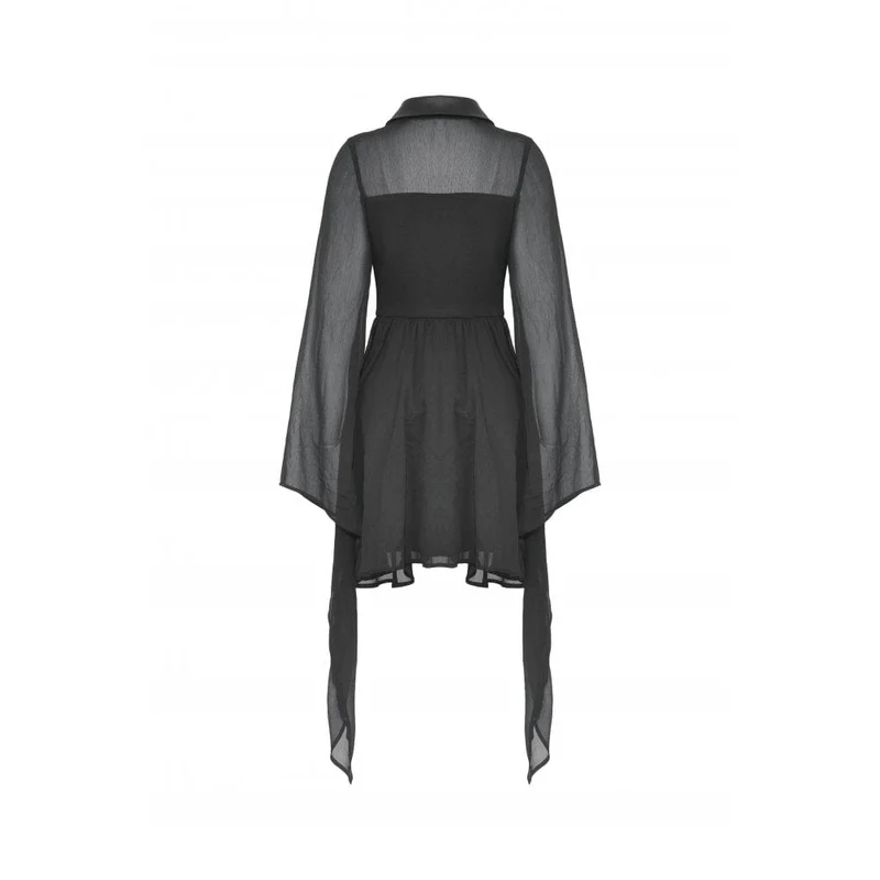 Damen-Gothic-Kleid mit unregelmäßigen, ausgestellten Ärmeln und tiefem Ausschnitt