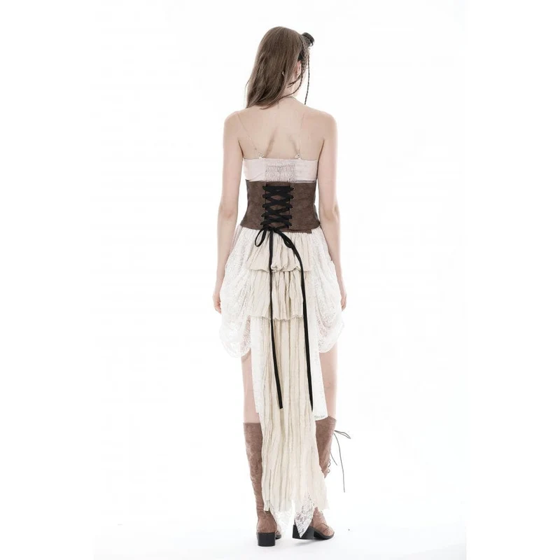 Unregelmäßiges Steampunk-Unterbrustkorsett mit großer Schnalle für Damen