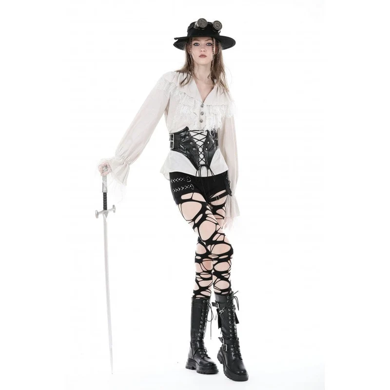 Punk-Gürtel aus Kunstleder mit Schnürung für Damen