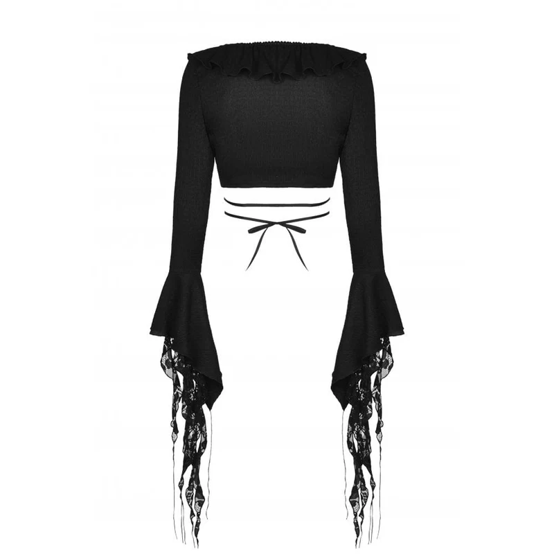 Damen Gothic Schnürtop mit Puffärmeln