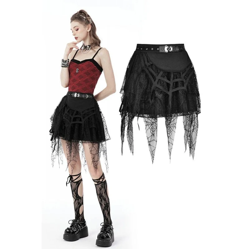 Kurzer Rock aus zerrissenem Mesh für Damen