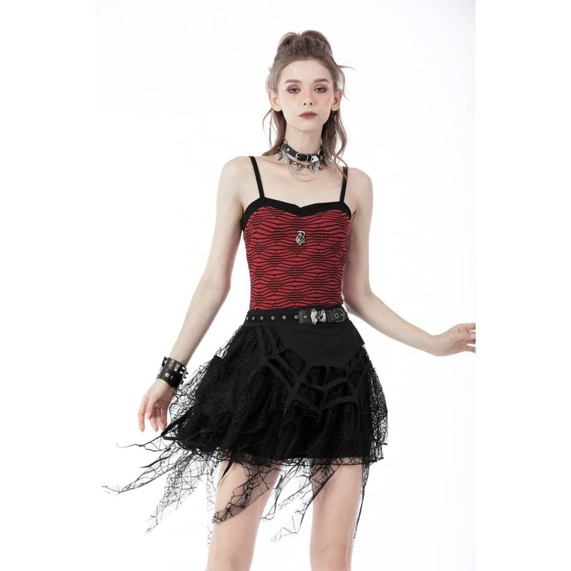 Kurzer Rock aus zerrissenem Mesh für Damen