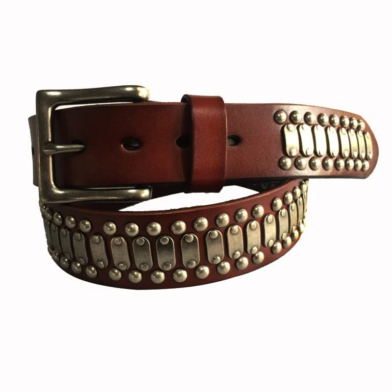 Herren Punk Vintage Nieten Ledergürtel