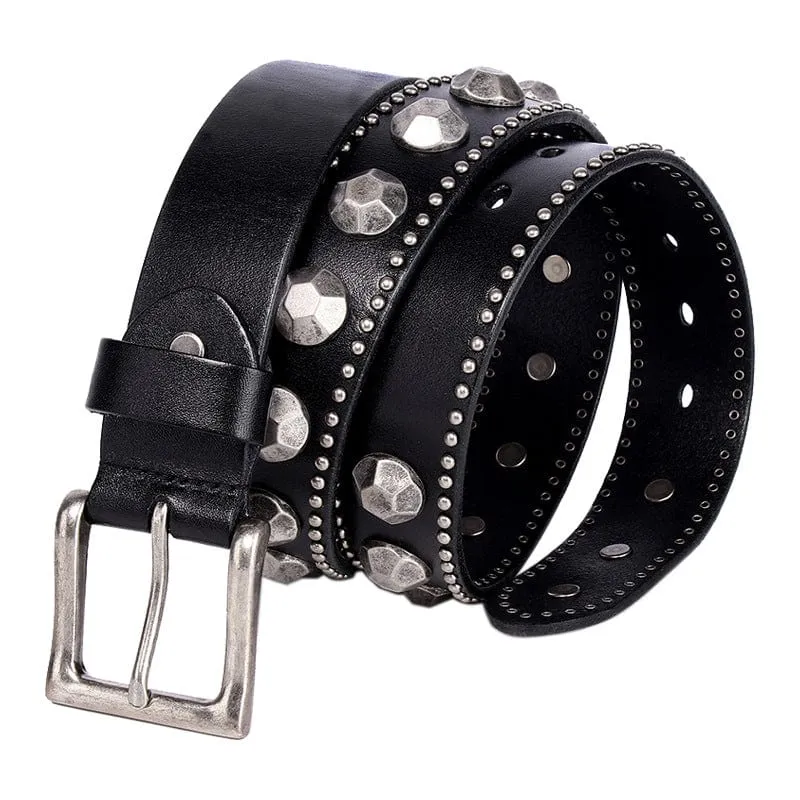 Herren Punk Pagode Nieten Ledergürtel