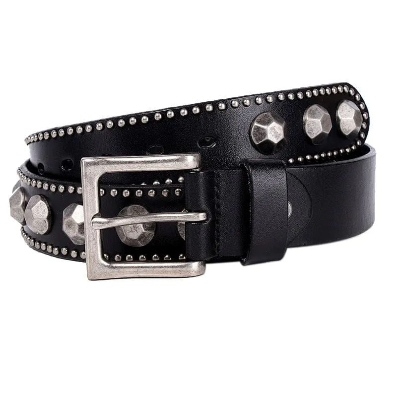 Herren Punk Pagode Nieten Ledergürtel