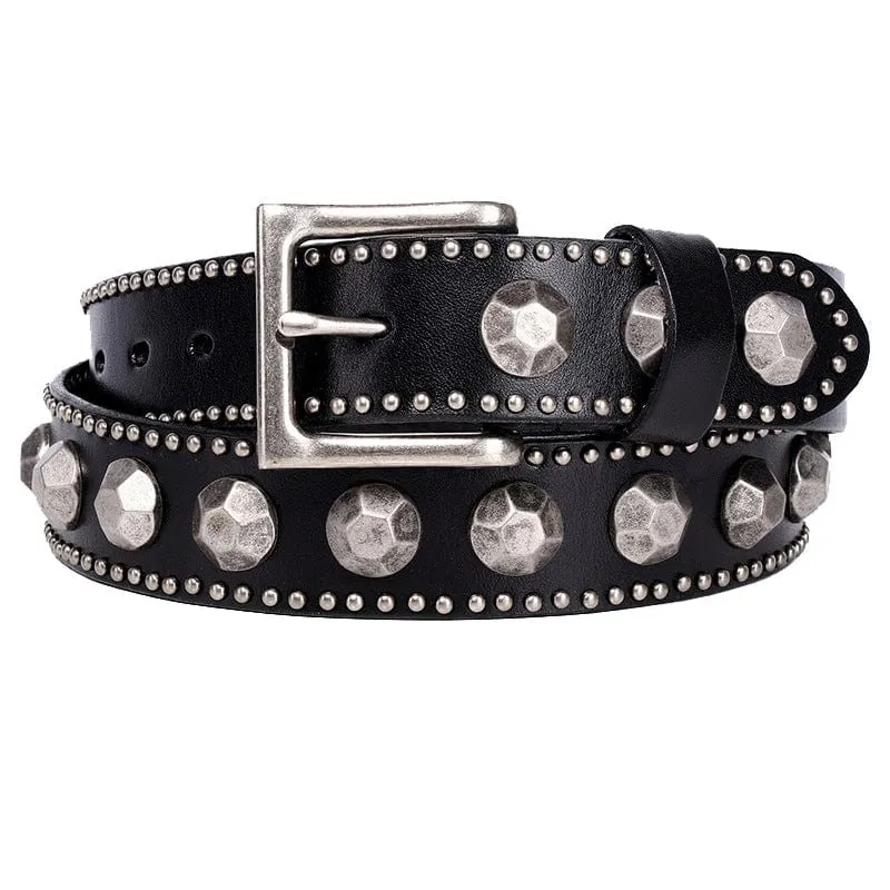 Herren Punk Pagode Nieten Ledergürtel