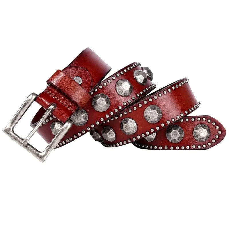 Herren Punk Pagode Nieten Ledergürtel