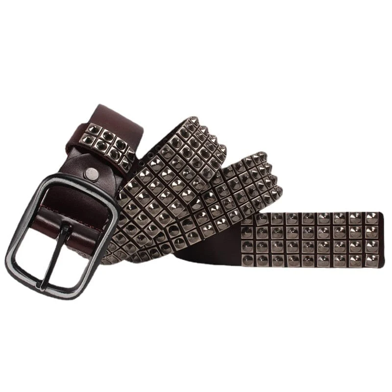 Herren Punk Full Nieten Ledergürtel