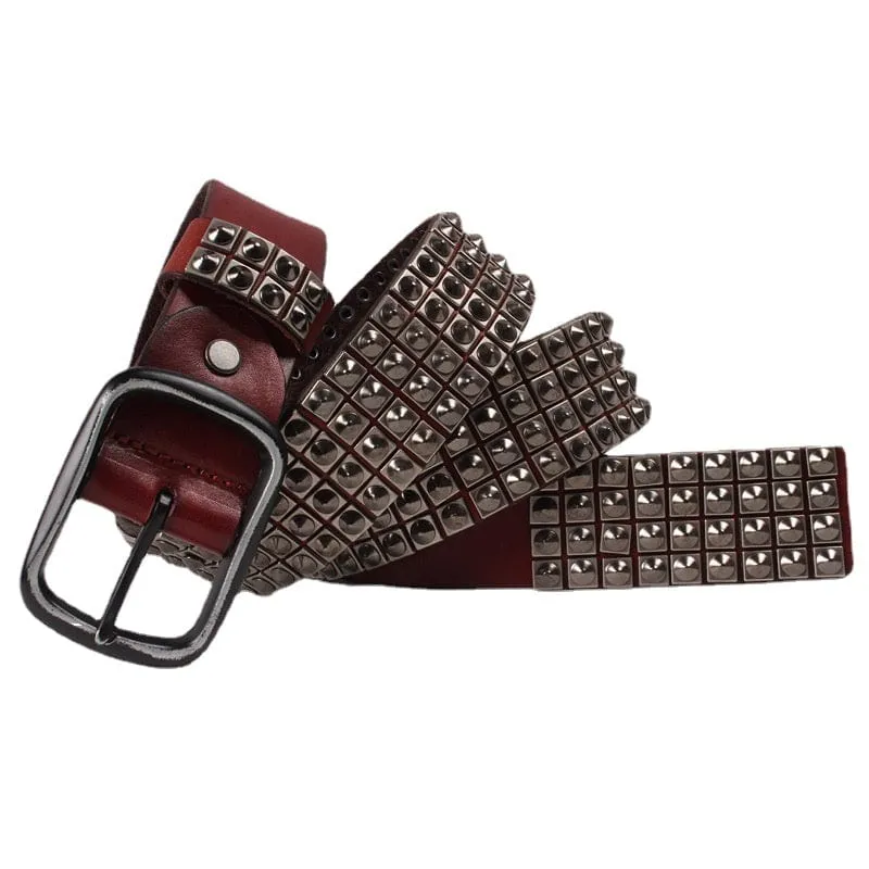 Herren Punk Full Nieten Ledergürtel