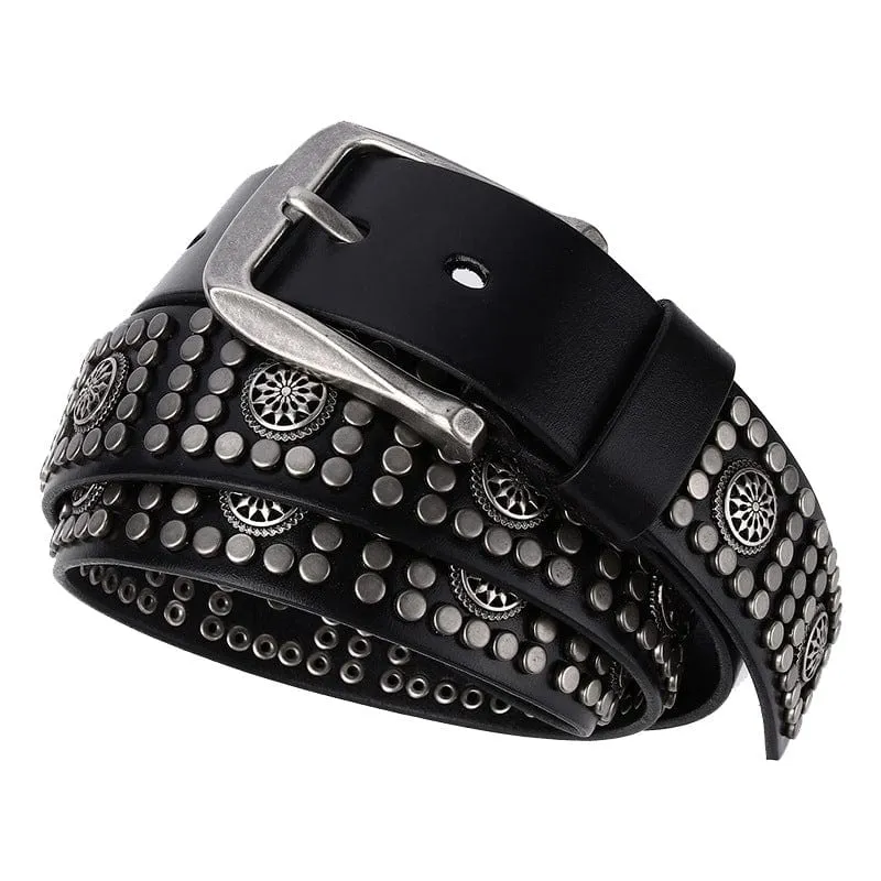 Herren Punk Vintage Nieten Ledergürtel