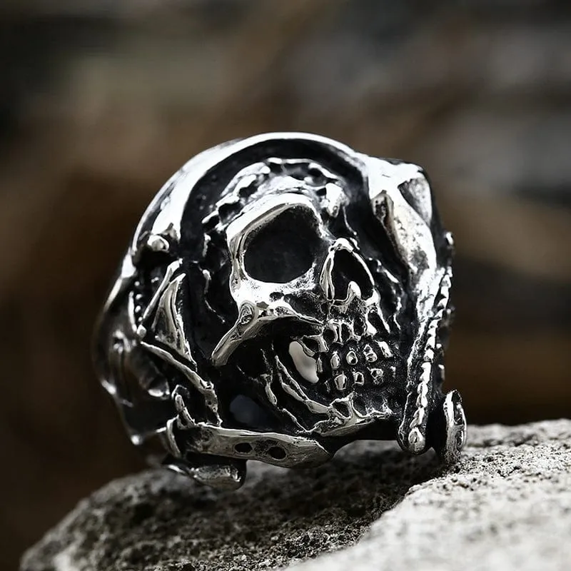 Herren-Punk-Schädel-Kopf-Ring