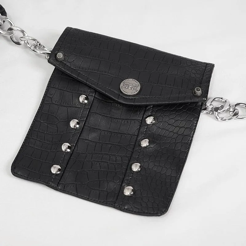Damen-Punk-Lederhose mit Knöchelband und Metallkette