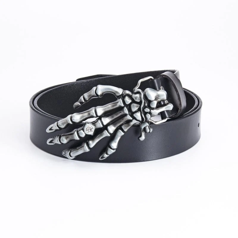Herren Punk Skeleton Hand Kunstledergürtel