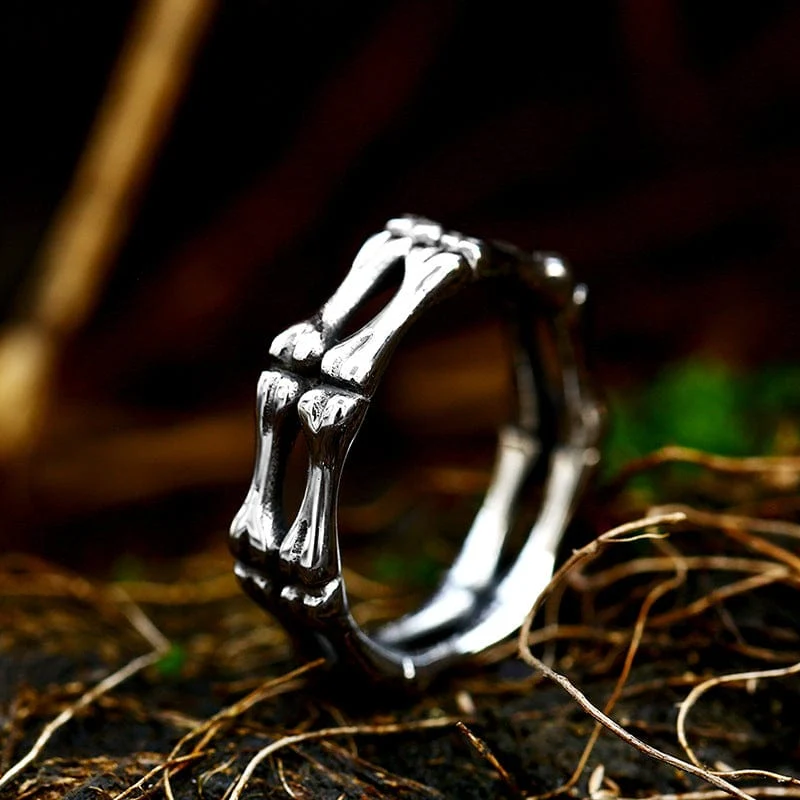 Herren Punk Totenkopf Knochen Ring