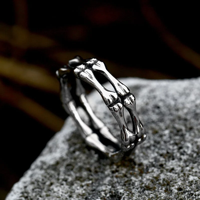 Herren Punk Totenkopf Knochen Ring