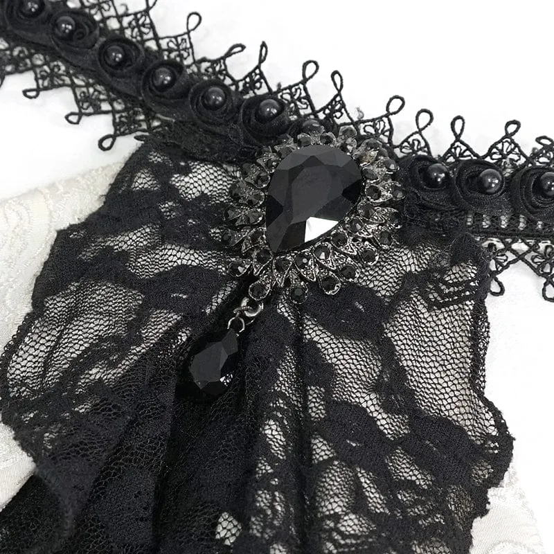 Herren Gothic Kontrastfarbe Mehrschichtige Spitzenhalsbekleidung