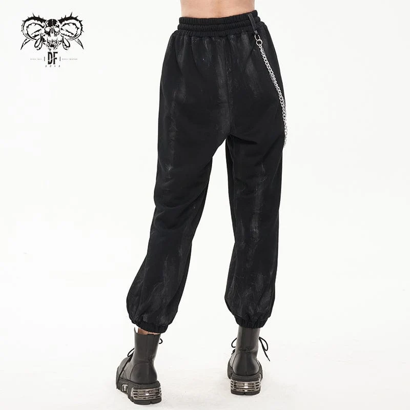 Damen-Punk-Laternenhose mit zerrissener Metallkette