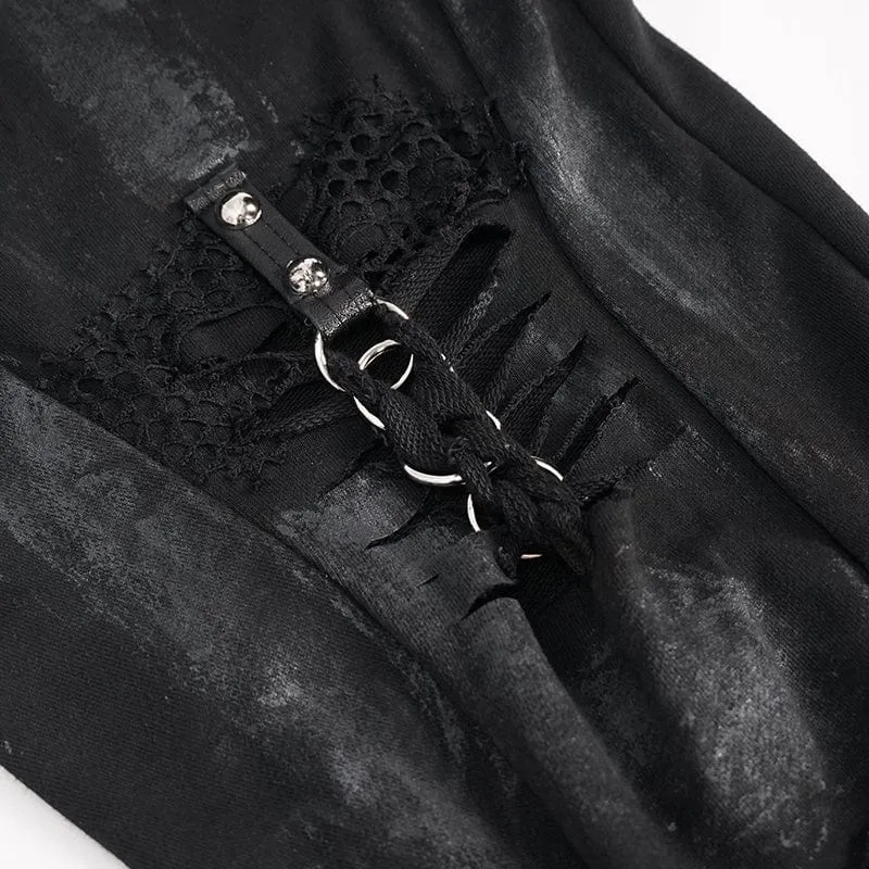 Damen-Punk-Laternenhose mit zerrissener Metallkette