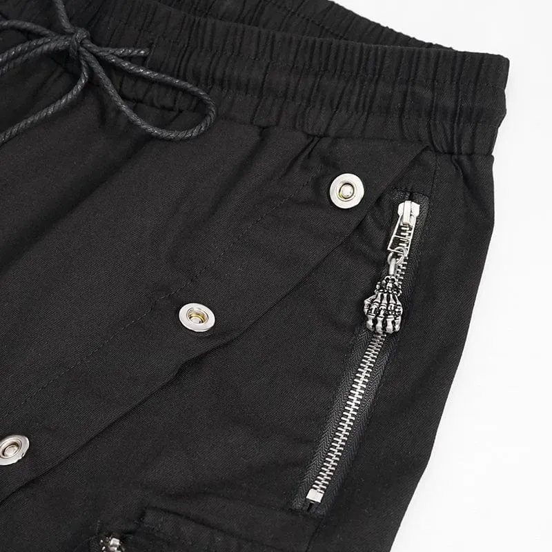 Herren Punk Metal Chain Cargohose mit abnehmbaren Beinen