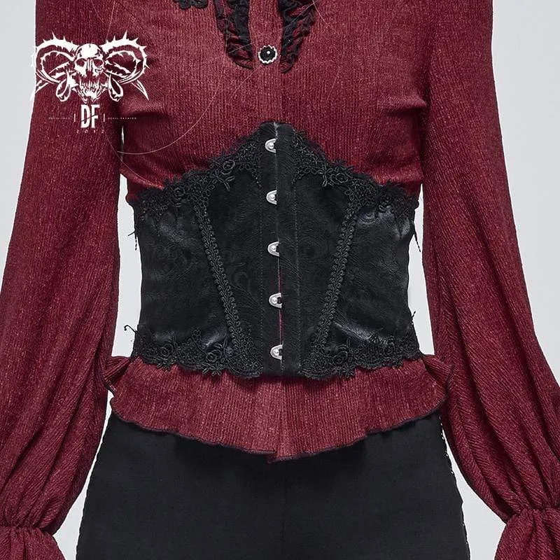 Gothic Floral Riemchen-Unterbrustkorsett für Damen