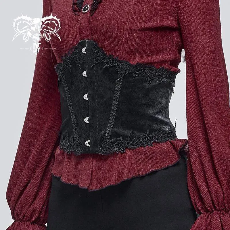 Gothic Floral Riemchen-Unterbrustkorsett für Damen