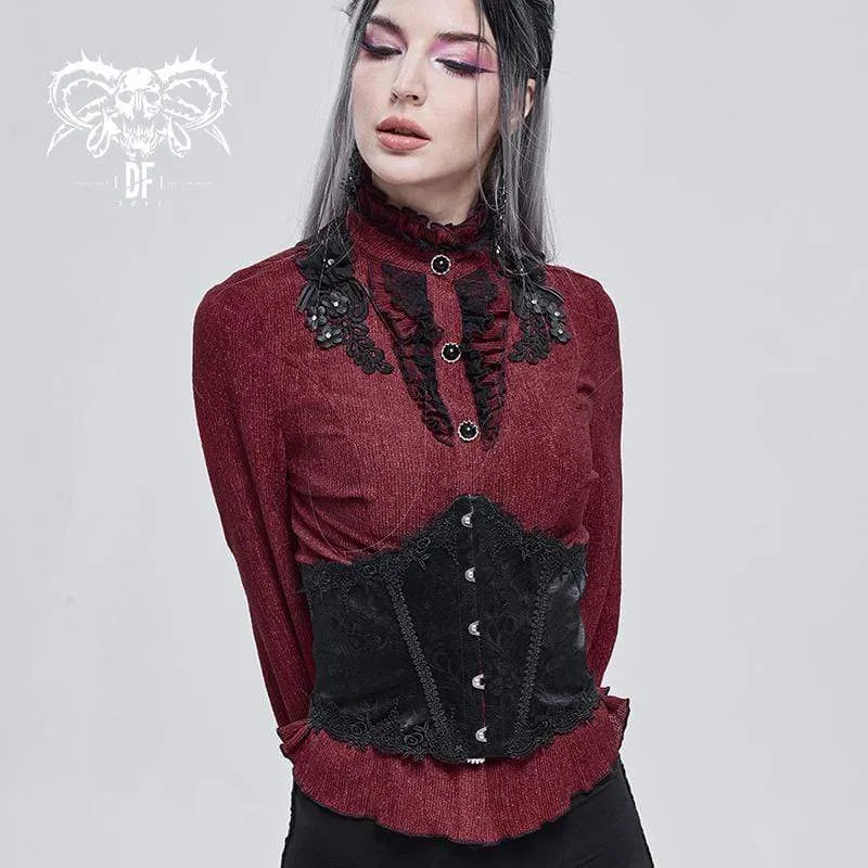 Gothic Floral Riemchen-Unterbrustkorsett für Damen