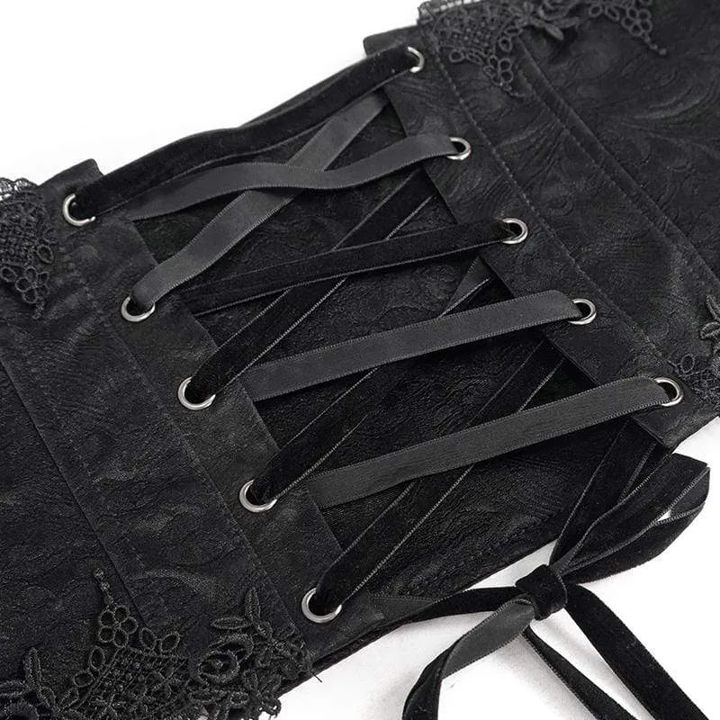 Gothic Floral Riemchen-Unterbrustkorsett für Damen