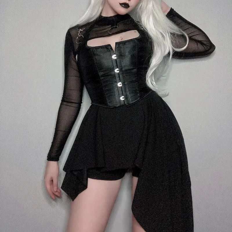 Damen Punk Kleid mit unregelmäßigem Saum