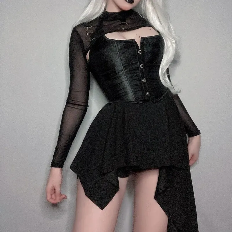 Damen Punk Kleid mit unregelmäßigem Saum