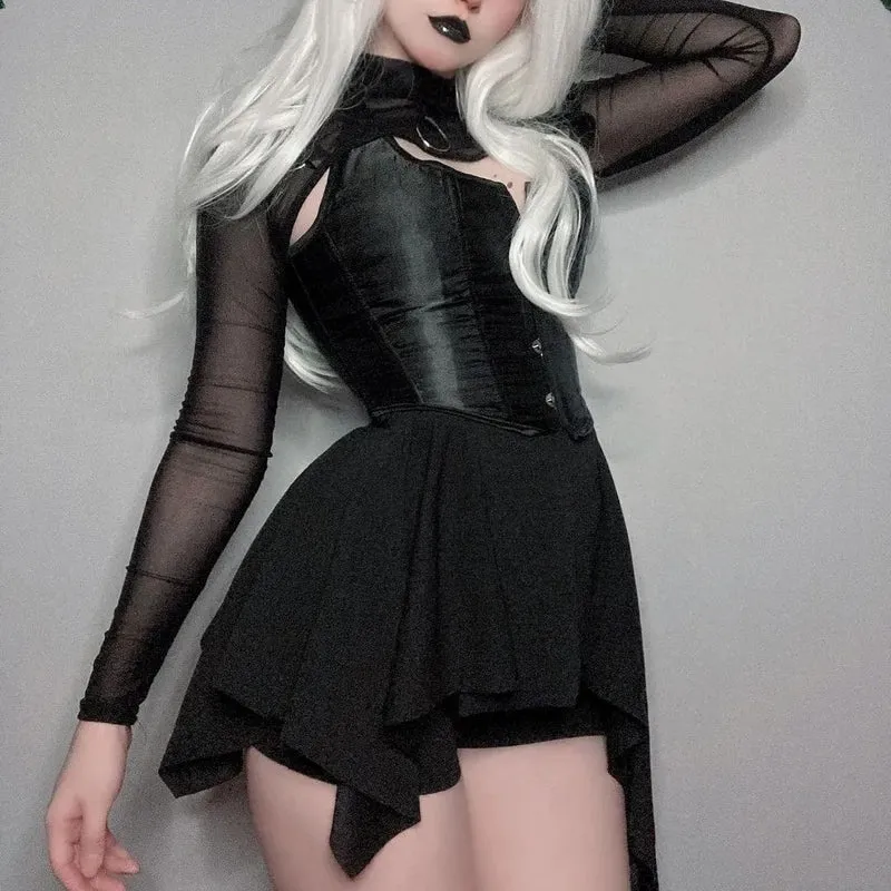 Damen Punk Kleid mit unregelmäßigem Saum