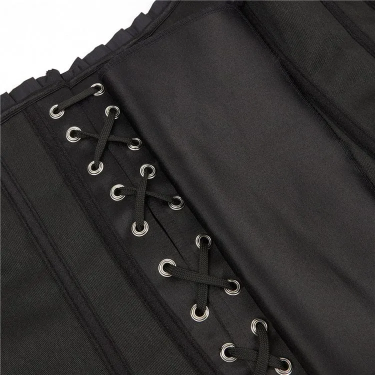 Damen Gothic Vintage Mesh Ärmel Vollbrust Korsett
