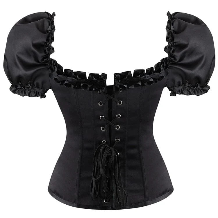 Damen Gothic Vintage Vollbrustkorsett mit Puffärmeln