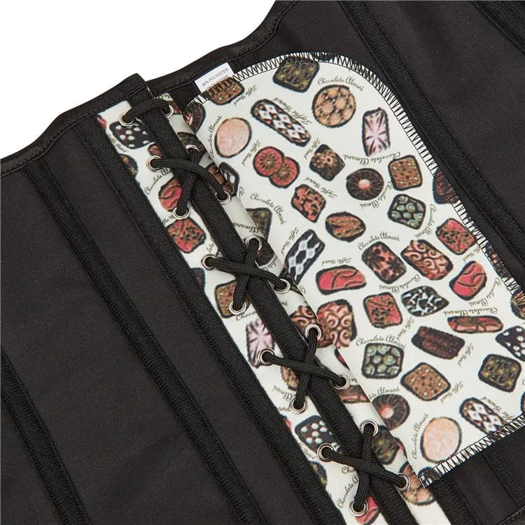 Gothic Vintage Graffiti bedrucktes Vollbrustkorsett für Damen