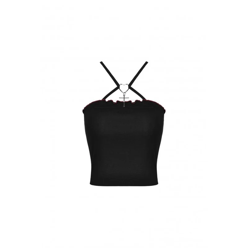 Damen Punk Rock Fledermausflügel rückenfreies Crop Top