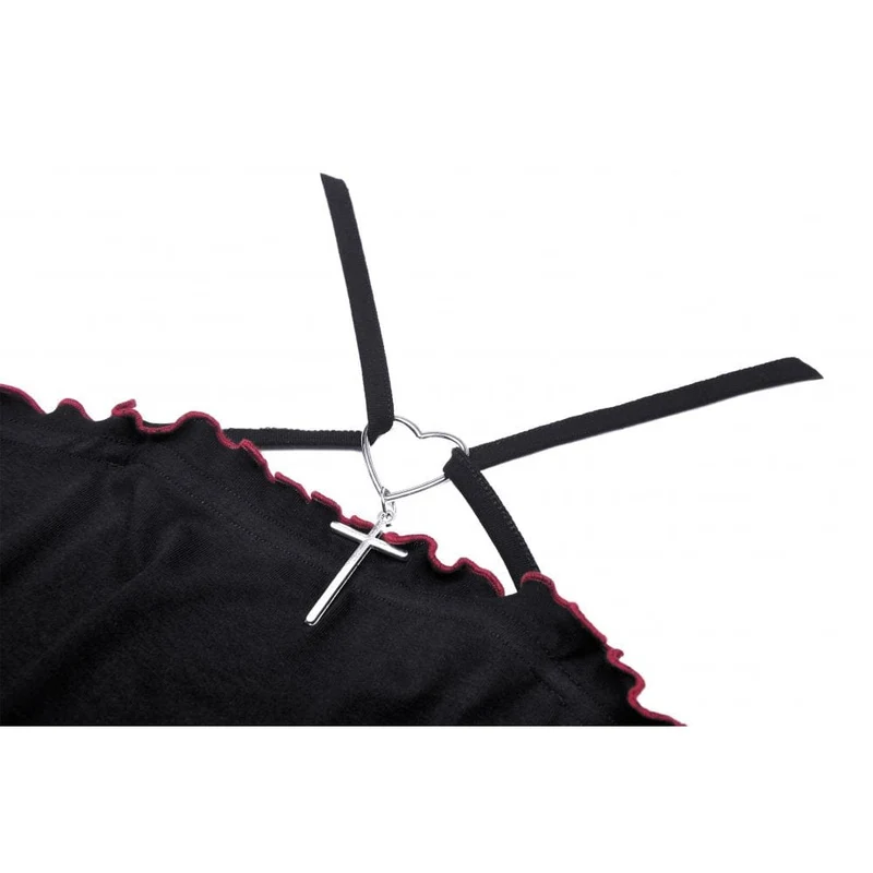Damen Punk Rock Fledermausflügel rückenfreies Crop Top