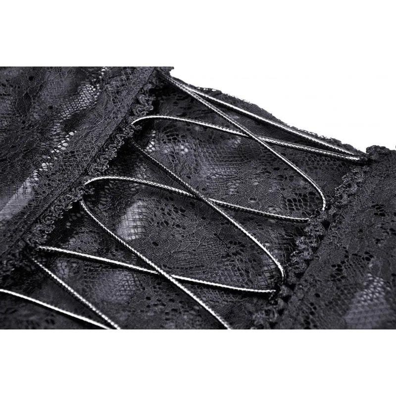 Gothic-Kleid für Damen, schulterfrei, dunkelrot, mit Blumenmuster und Spitze, Abschlusskleid