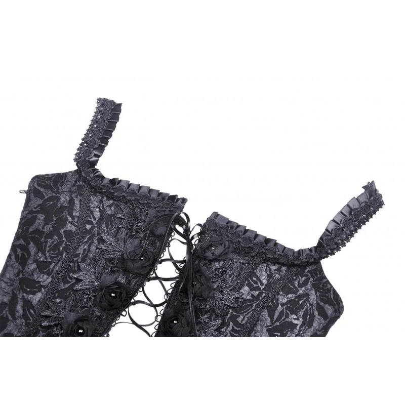 Damen-Gothic-Schnür-Blumen-Jacquard-Vollbrust-Korsetts
