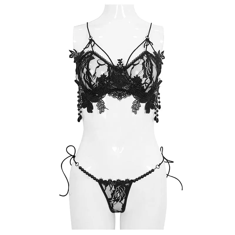 Gothic Sexy Häkel-BH-Dessous-Set für Damen