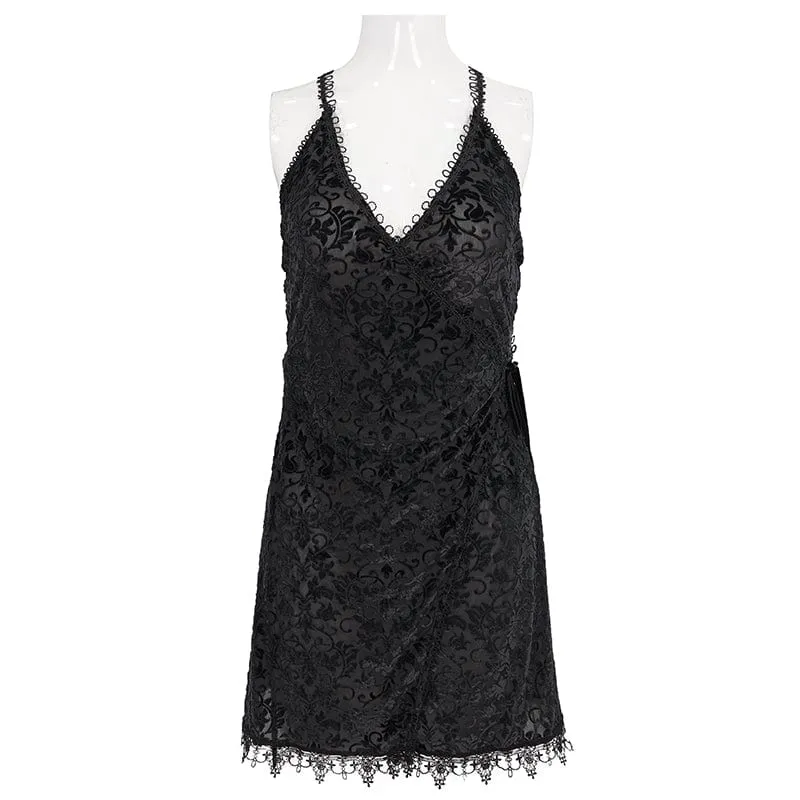 Gothic-Nachthemd mit floraler Spitze für Damen