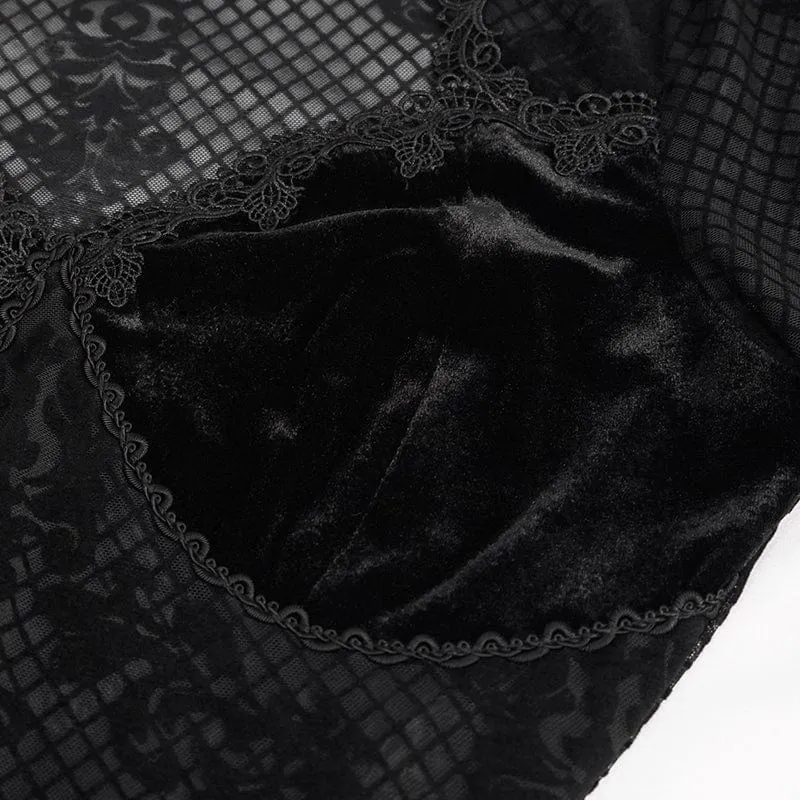 Gothic Cutout Flare Sleeved Lace Shirt für Damen