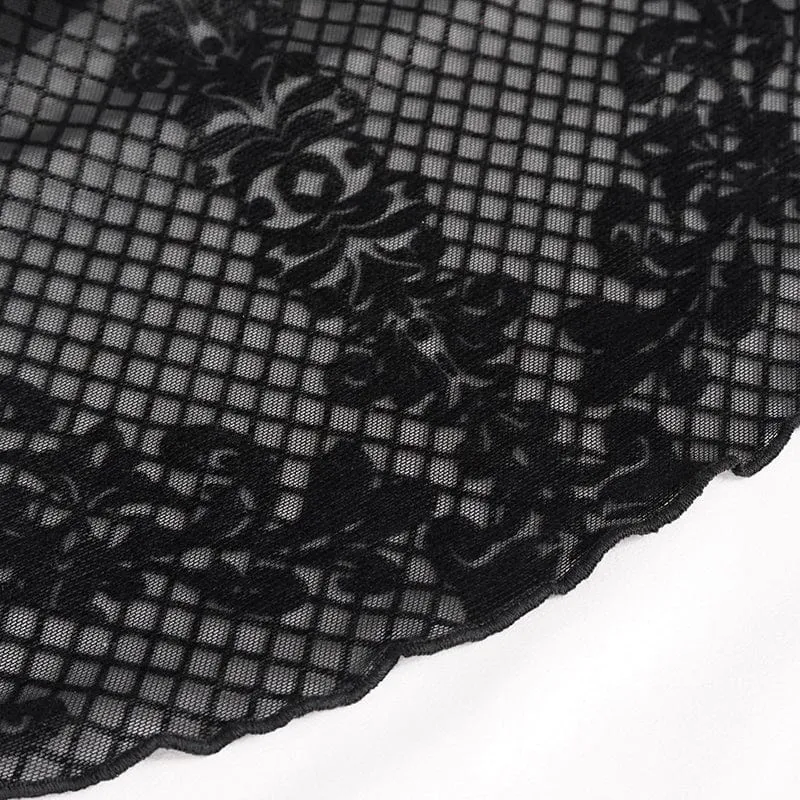 Gothic Cutout Flare Sleeved Lace Shirt für Damen