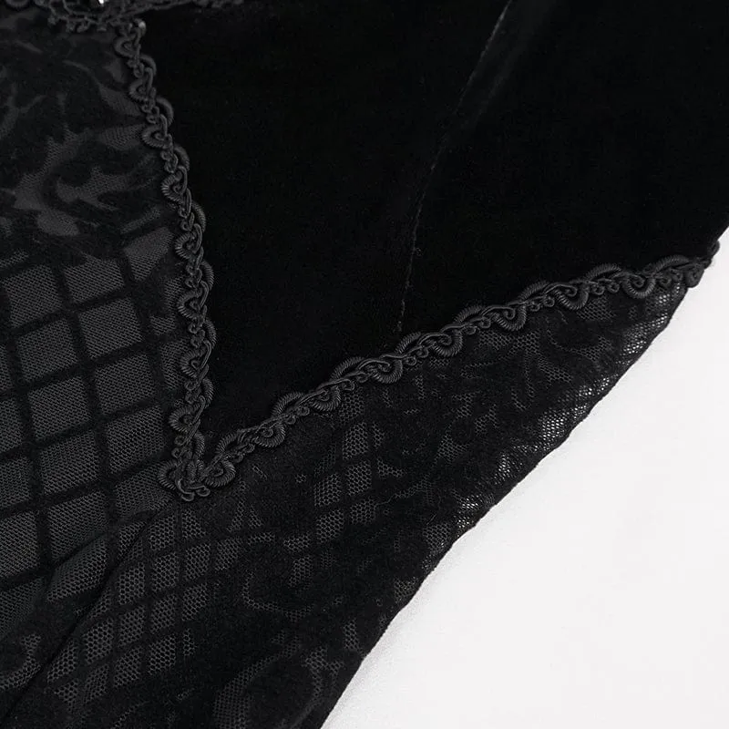 Schulterfreies Gothic-Hochzeitskleid mit seitlichem Schlitz und floraler Spitze für Damen