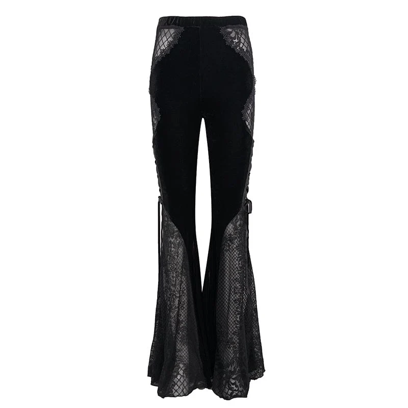 Gothic Blumenspitze Schlaghosen für Damen