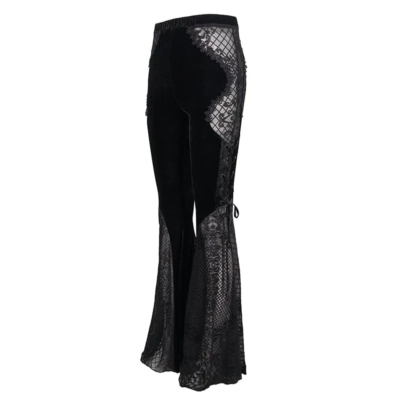 Gothic Blumenspitze Schlaghosen für Damen