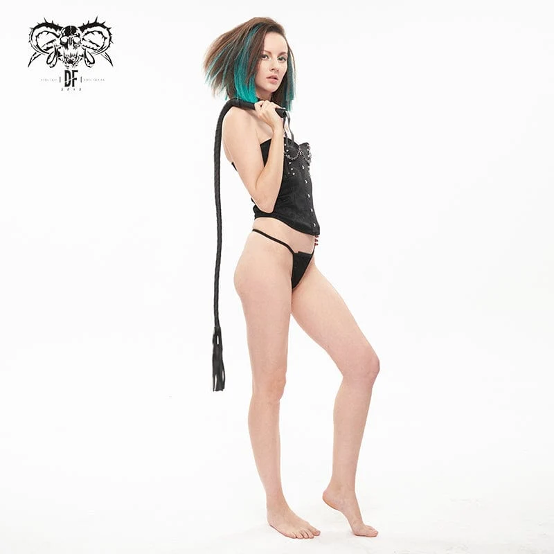 Damen-Gothic-Nieten-Blumen-Vollbrust-Korsetts mit Spitzen-Halsband