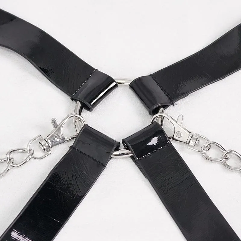Gothic Sexy Cross Harness für Damen mit Manschetten