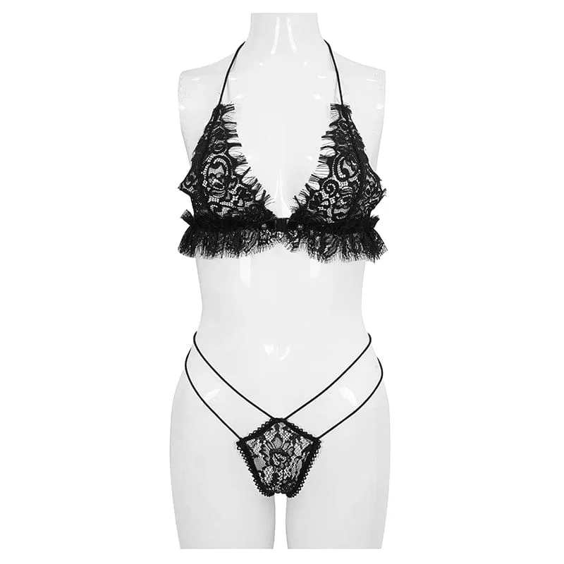 Gothic Sexy Spitzen-BH-Dessous-Set für Damen