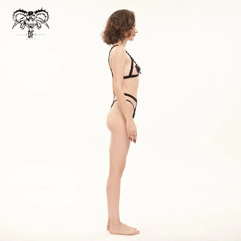 Gothic Sexy Spitzen-BH-Dessous-Set für Damen